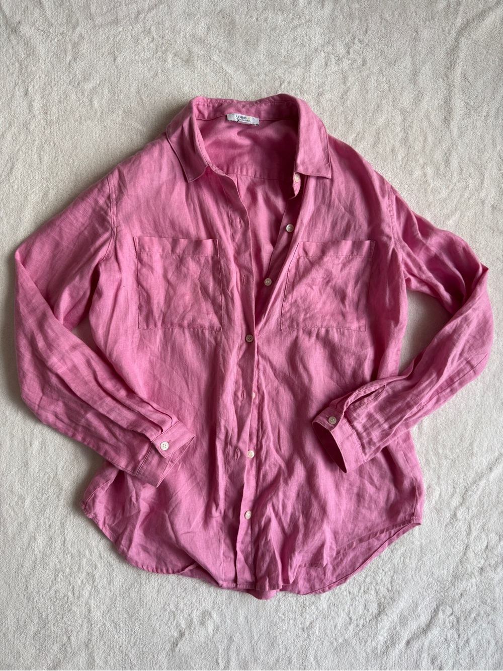 Lord + Taylor - Pink 100% Linen Button-Down Shirt